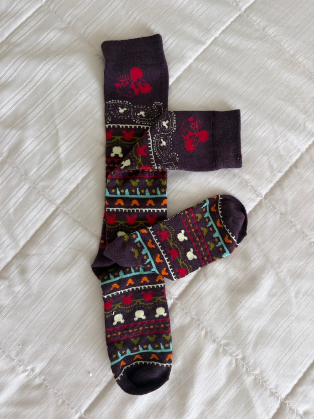 New W/O tags Cozy Patterned Crew Socks with Red Accents